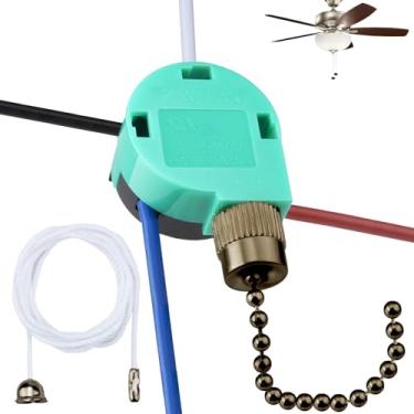 Imagem de Interruptor de ventilador de teto ZE-268S6 - 3 velocidades de substituição de 4 fios para Hampton Bay, Hunter e ventiladores de pé (bronze com fios)