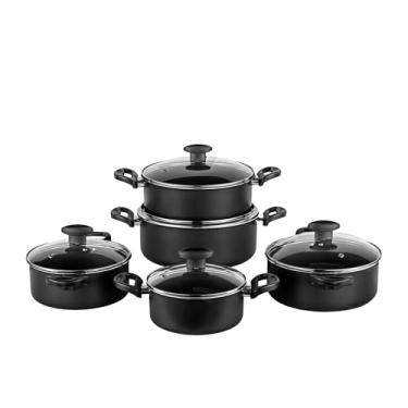 Imagem de Jogo De Panelas 5 Pcs Antiaderente Tampa De Vidro Cozillar