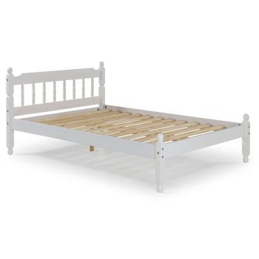 Imagem de Cama Casal Em Madeira Maciça Mv Outlet Branco