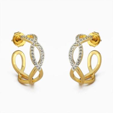 Imagem de Brinco Argola Infinito Cravejado Zircônia Banhado A Ouro 18k