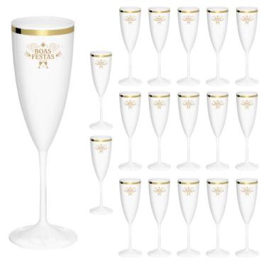 Imagem de Taça Espumante Boas Festas 170ml Borda Dourada Acrílico - 18pçs - NEOP