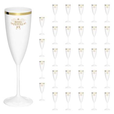 Imagem de Taça Espumante Boas Festas 170ml Borda Dourada Acrílico - 30pçs - NEOP