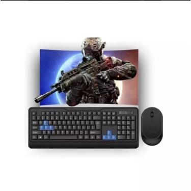 Imagem de Kit Teclado e Mouse Sem Fio 2.4GHz USB – Teclado Resistente à Água e Mouse Ergonômico para PC, Notebook e Desktop – Preto