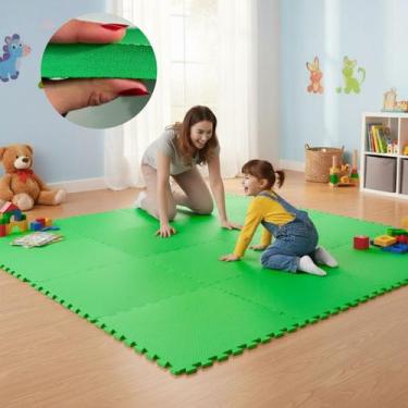 Imagem de Kit 8 Placas Tapete Tatame EVA 50x50cm 20mm 16 Bordas Emborrachado Exe