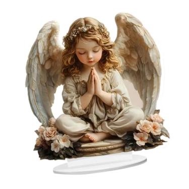 Imagem de Baoblaze Enfeite de mesa decorativo com arte 2D, criativo e com suporte, ideal para lareira, prateleira ou festa, Anjo de 20 Cm