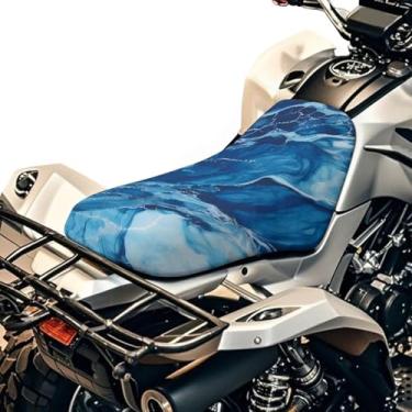 Imagem de HUISEFOR Capa de assento de quadriciclo mármore azul resistente 4 rodas capa de almofada para assento serve para todas as estações, impermeável, respirável, protetor acolchoado compatível com a