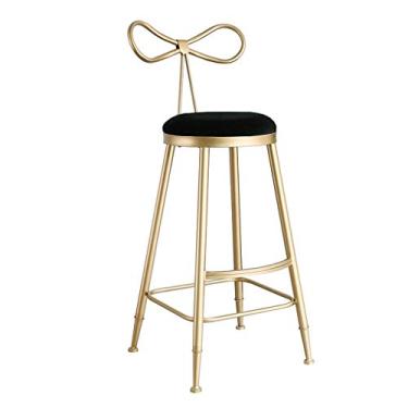 Imagem de Barstools Cadeira de jantar de metal moderna banqueta redonda para balcão de cozinha, banco estofado de veludo preto para bistrô, pub, café, cozinha e móveis
