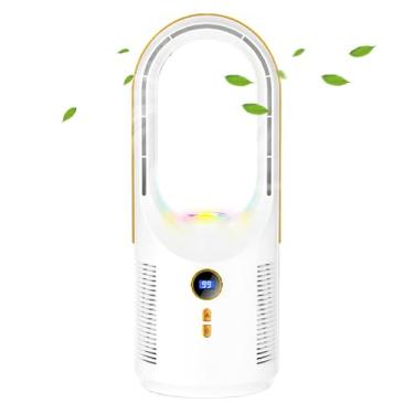 Imagem de Ventilador de mesa sem lâminas | Ventiladores sem lâminas para quarto | Luz noturna 1800 mAh Circulador de ar soprador de ar para acampamento, sala de estar, trailer, viagem, quarto, carro, exterior