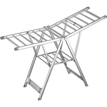 Imagem de SNOWNYLL Arejador de roupas, escorredor de roupas, rack de secagem de roupas resistentes de aço inoxidável rack de secagem de roupas dobrável para roupas, toalhas de cama, interior/externo