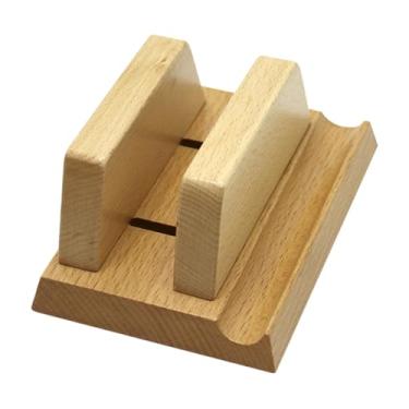 Imagem de Ysyqkn Suporte Vertical Ajustável de Madeira Antiderrapante para Celular E Tablet, Ideal para Mesas, Marrom Claro, Tamanho real