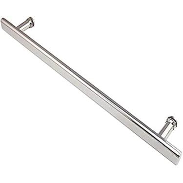 Imagem de Puxador de porta de banheiro barra em T de aço inoxidável maçaneta de porta de entrada de chuveiro porta de vidro único barra de puxar para cima tela de chuveiro conjuntos de maçanetas