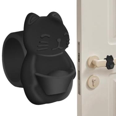 Imagem de Batente de porta para parede | Protetor de parede para maçaneta de porta, protetor de almofada de silicone, silenciador de capa protetora, reutilizável, elefante de gato da sorte, decoração fofa