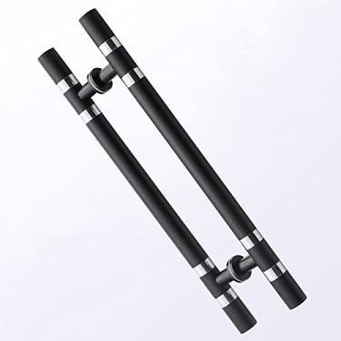 Imagem de Maçaneta de porta dupla face de aço inoxidável, puxador de porta de celeiro deslizante, maçaneta de porta dupla face resistente para porta de madeira, garagem, barra de apoio industrial, acabamento