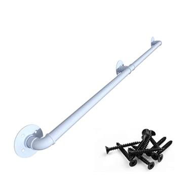Imagem de Corrimão de escada - kit completo, corrimão de tubo branco industrial de escada com suporte de parede, casa contra a parede, grades internas e externas para idosos (tamanho: 2,7 m)