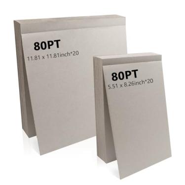 Imagem de 40 peças de quadro de livros, 80PT 0,2 cm de espessura placa de aglomerado cinza folhas de papelão resistente para capa de encadernação de livros, suporte de moldura de imagem, artesanato faça você