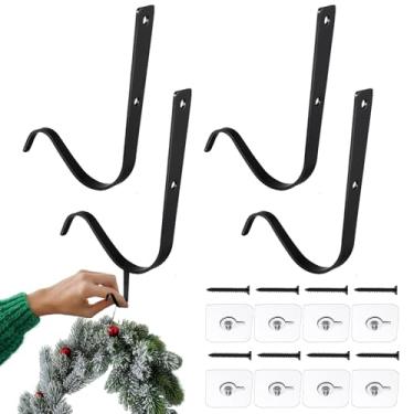 Imagem de Suporte Para Grinalda Para Porta Da Frente - 4 Peças Ganchos Robustos Sem Furação | Ganchos De Porta Para Guirlanda De Natal,Coroa De Feriado Enfeites Decorações De Festa Interior Exterior