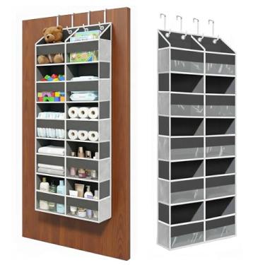 Imagem de Camkey Organizador de porta com 10 bolsos com tecido Oxford 600D resistente, ganchos atualizados com protetores de silicone para dormitório, armário, quarto, banheiro