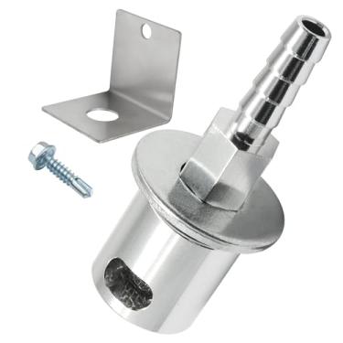 Imagem de LifCratms Válvula de ventilação de montagem remota prateada para tanques de combustível, válvula de rolagem com suporte, encaixe de farpa de mangueira 5/16