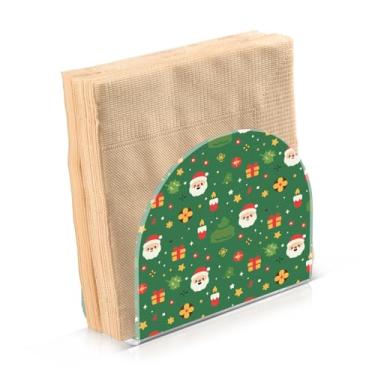 Imagem de Blueangle Pacote com 2 porta-guardanapos fofos de Papai Noel – Decoração de mesa de acrílico à prova de vento para cozinha e casa, dispensador de lenços de férias com porta-guardanapos verticais (990)