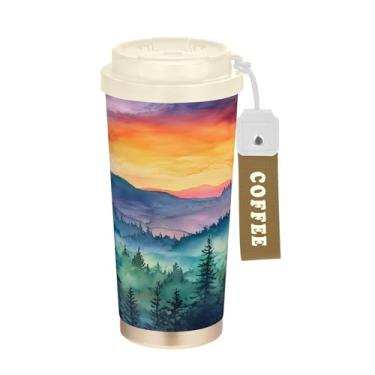 Imagem de SEHANY Caneca de café de viagem Flores e pássaros de 482 g com tampa revestida de cerâmica e à prova de vazamento, parede dupla, copo de aço inoxidável isolado a vácuo para bebidas quentes e frias