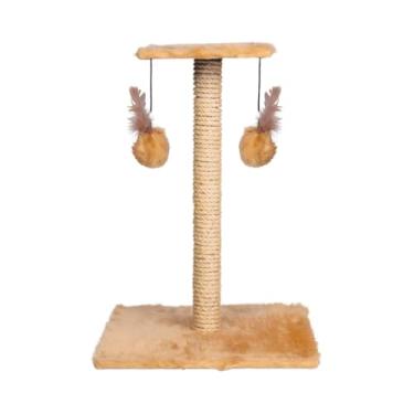 Imagem de Arranhador Para Gatos Poste com Brinquedo Gato Gigante Duplo Exclusivo (Bege)