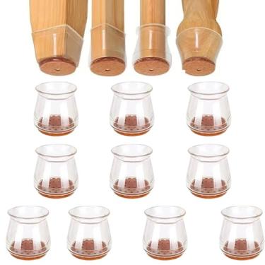 Imagem de 10 peças de protetores de chão de cadeira de silicone quadrado - almofadas de perna de móveis de feltro transparente espesso, tampas antiderrapantes com redução de ruído para pisos de madeira