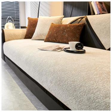 Imagem de SPXMQSS Capa de sofá seccional, antiderrapante para sofás, capa espessa de sofá em forma de L, capa universal de chenille supermacia para sofá B 110 x 110 cm