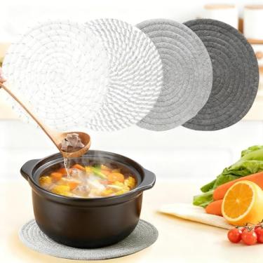 Imagem de Conjunto de 4 trivets de 17 cm para pratos quentes, conjunto de pegador de panela para bancadas de cozinha, suportes de panela, tapetes de prato