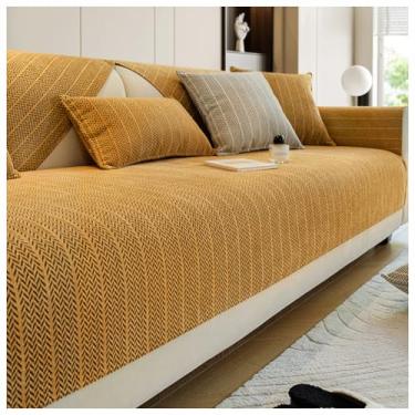 Imagem de SPXMQSS Capa de sofá para sofá, seccional, antiderrapante, capa de sofá macia de chenille de 1/2/3/4 lugares, protetor de móveis em forma de L, capa de sofá universal D 90 x 240 cm