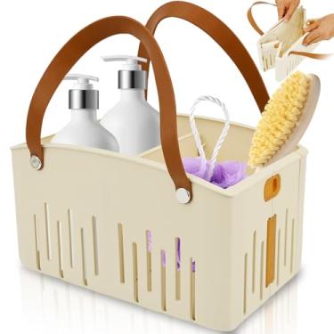 Imagem de Suporte de chuveiro portátil, cesta dobrável com alça dupla, cesta de armazenamento de chuveiro de plástico de 27 x 15 x 17 cm, organizador de armazenamento dobrável para banheiro, cozinha, dormitório