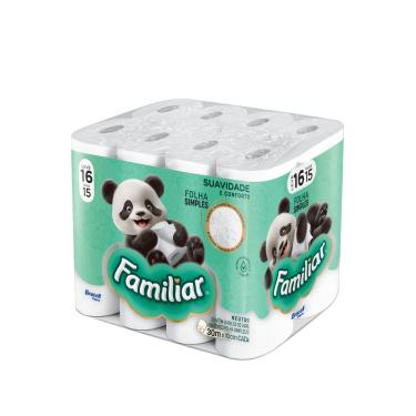 Imagem de Papel Higiênico Familiar Folha Simples 30m 16 Rolos