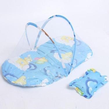 Imagem de Berco mosquiteiro bebe colchonete portatil viagem azul - Yeet