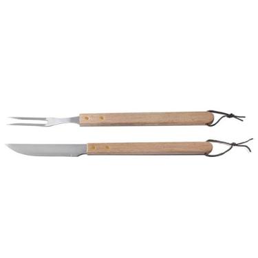 Imagem de Kit Churrasco 2 peças em aço inoxidável e madeira Brinox