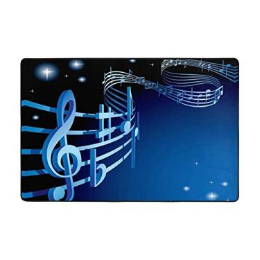 Imagem de ZERAOKE Tapetes de área de música azul de 5 x 8 m, tapetes de boas-vindas para entrada, tapetes absorventes antiderrapantes para quarto, lavável, felpudo, macio, tapete para entrada, decoração de casa