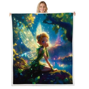 Imagem de Cobertor infantil elfo borboleta, estrelas, castelo, selva, natureza, felpudo, princesa, fantasia, conto de fadas, mantas de lã para cama, sofá, verde, macio e respirável, tamanho do bebê (76 x 99 cm)
