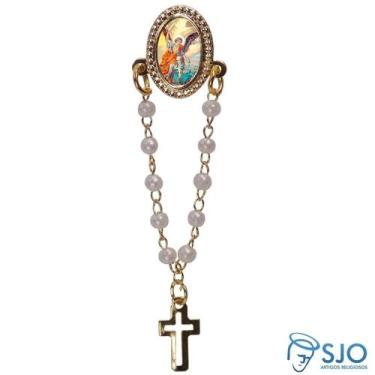 Imagem de Botton com Mini Terço São Miguel - SJO Artigos Religiosos