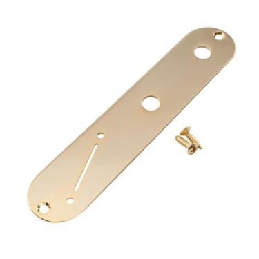 Imagem de ROZILO Placa de controle Tele de aço de 32 mm com espaçamento de furos estreitos e ranhura de interruptor angular para guitarra Telecaster dourada