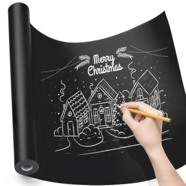 Imagem de PerkHomy Rolo de papel artesanal 38,1 cm x 1,143 cm (37,5') Papel kraft para crianças arte em movimento cobertura de piso embalagem pintura desenho cavalete pôster papel gráfico (preto, 38 cm L x