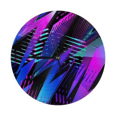 Imagem de ZERAOKE Textura Cyberpunk - Relógio de parede redondo moderno - silencioso sem tique-taque operado por bateria, decoração de mesa ou parede para sala de estar, quarto, escritório.
