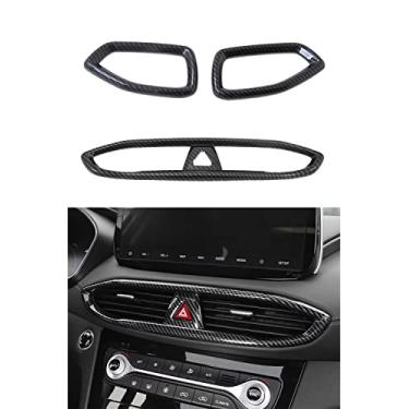 Imagem de Kadore Para Hyundai Santa Fe 2019-2023 estilo fibra de carbono centro lateral ventilação ar condicionado tampa guarnição 3 peças