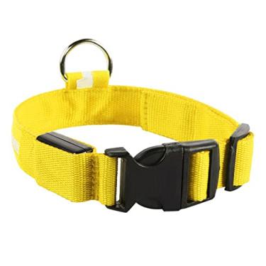 Imagem de Coleira LED para animais de estimação nylon malha seda cachorro luminosa que brilha no escuro guia à prova d água