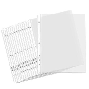 Imagem de Protetores de folhas transparentes para fichários de 3 anéis – Pacote com 100 suportes de páginas com carga superior de 21,5 x 28 cm, destaques transparentes OS01100