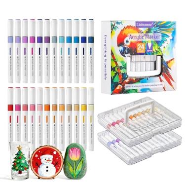 Imagem de Linbsunne Marcadores de tinta para desenho de livros, ilustrações de colorir, cerâmica, confecção de cartões, agenda de anotações, conjunto de 24 cores