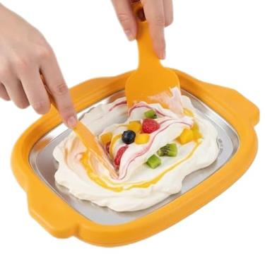 Imagem de Máquina de Gelado - Aço Inoxidável Com 2 Raspadores | Criador De Gelado Caseiro Para Crianças E Família - Para Sobremesas De Iogurte Sorbet E Mole Em Casa E