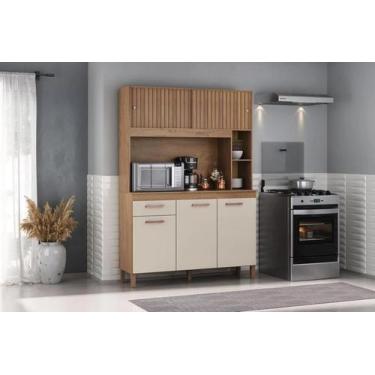 Imagem de Armário de cozinha de chão 5 Portas Ripado 3D Kit Cozinha Fortaleza At