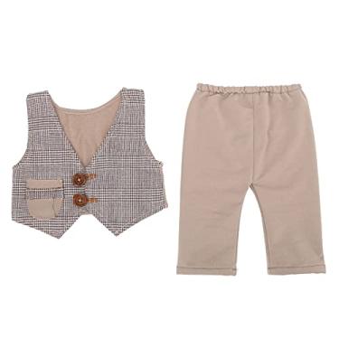 Imagem de Ainoli conjunto de roupas infantis com colete e shorts, adereços para fotografia de bebês recém-nascidos, presente para crianças (Colete + shorts)