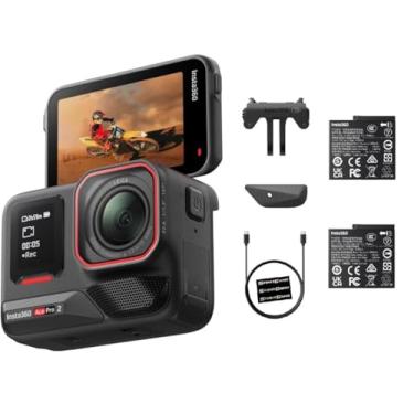 Imagem de Insta360 Pacote de bateria dupla Ace Pro 2, à prova d'água, lente de câmera de ação de 10 metros, sensor grande de 8 K e redução de ruído de edição de IA dupla, sensor de 1/3.3 cm, tela LCD dobrável