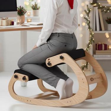 Imagem de Cadeira ergonômica de joelhos – Cadeira de escritório de balanço ajustável – Cadeira de postura – Cadeira de mesa de madeira, cadeira ergonômica para escritório em casa, cadeira de escritório para dor
