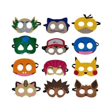 Imagem de Máscaras De Olhos De Feltro Para Crianças Pokémon Pikachu Eevee 12 Peç