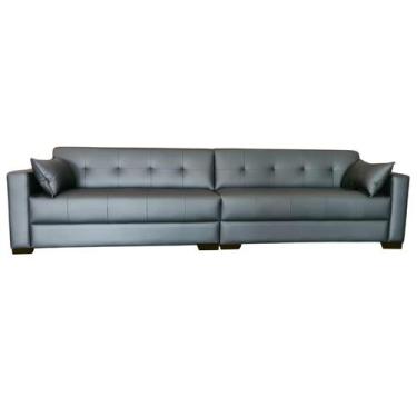 Imagem de Sofá  Gianni Bipartido Tecido Corano Pé Cantoneira Escuro  290cm - 4R 